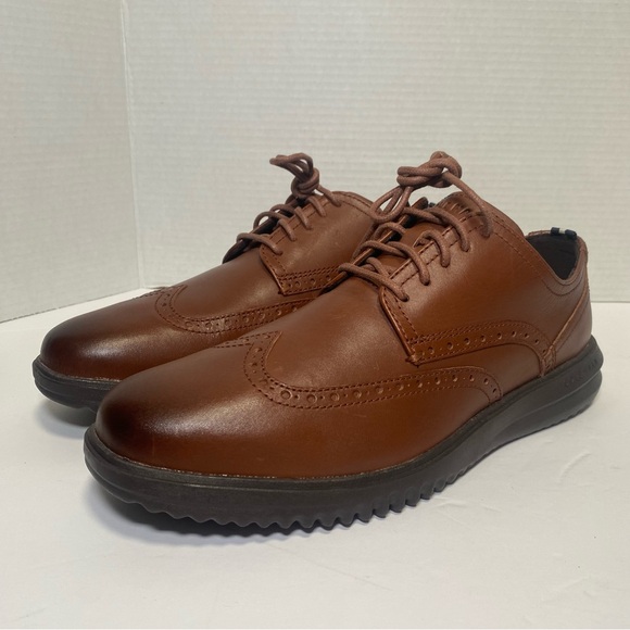 Cole Haan Grand + Leather Wingtip Oxford Brown Mens Shoes size 9.5 - Picture 4 of 11